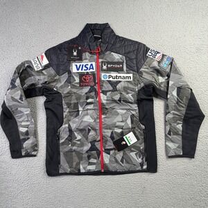 Spyder USST Glissade Full Zip Insulated Jacket Grey Camo US Ski Team Mens L NWT